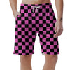 Pink And Black Checkered Print Pattern Men's Shorts-grizzshop