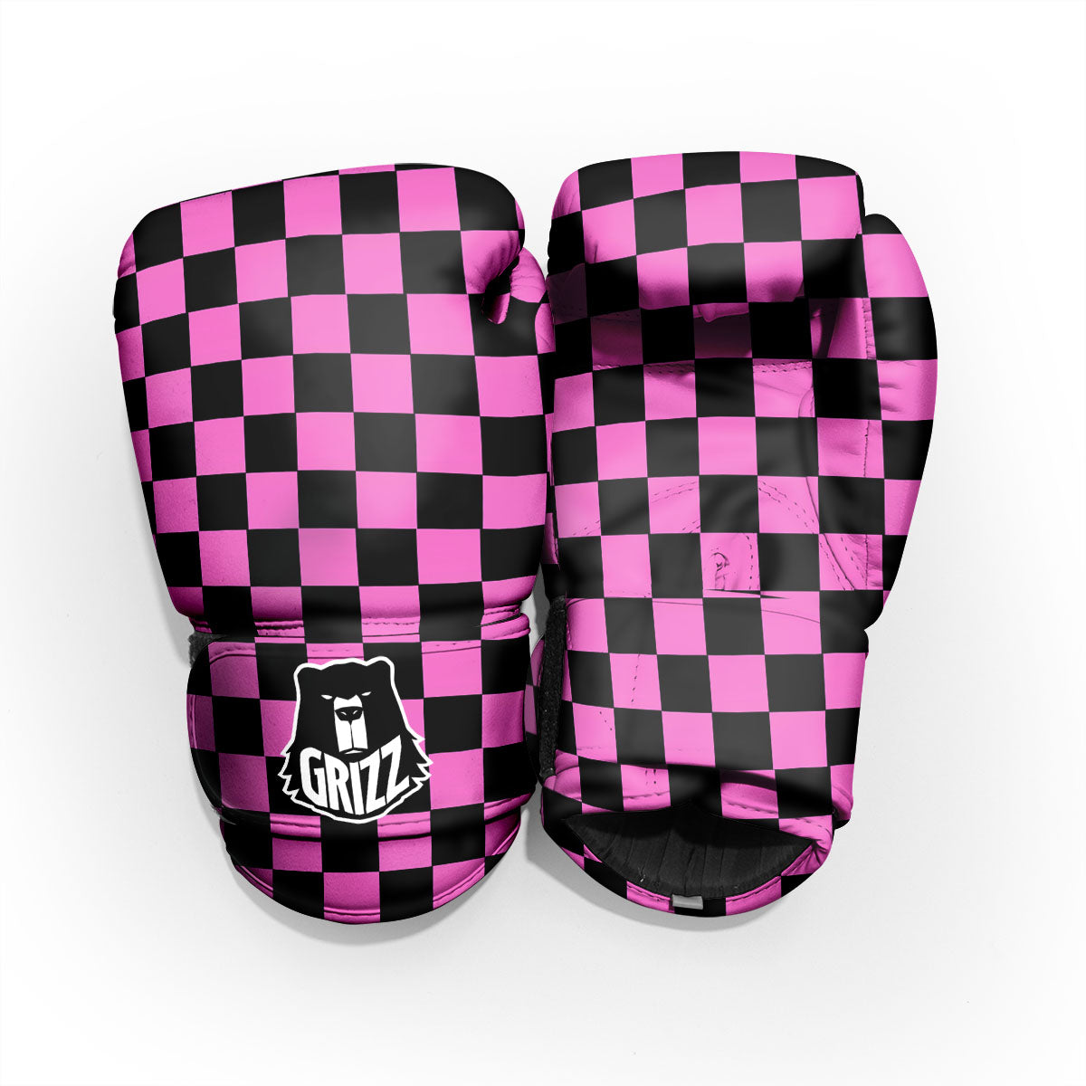 Pink And Black Checkered Print Pattern Pro Boxing Glove