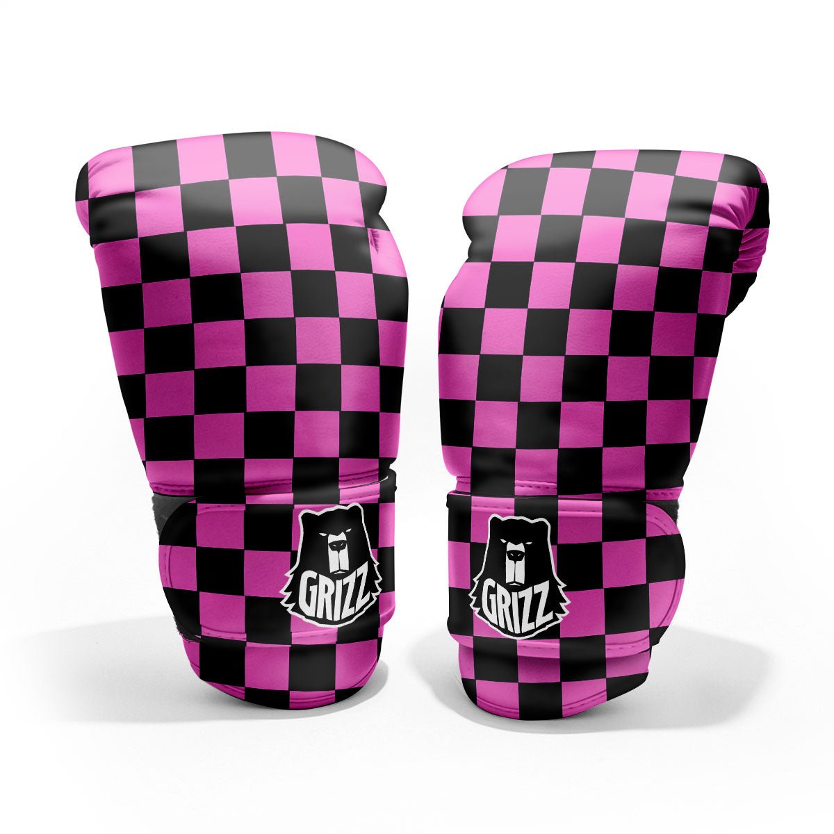 Pink And Black Checkered Print Pattern Pro Boxing Glove