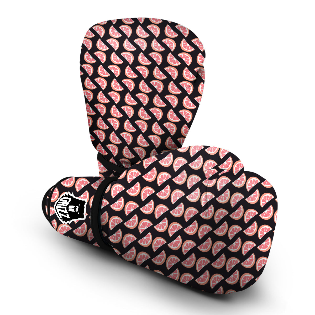 Pink And Black Grapefruit Sliced Print Pattern Boxing Gloves-grizzshop