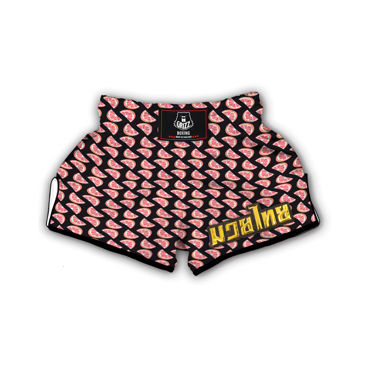 Pink And Black Grapefruit Sliced Print Pattern Muay Thai Boxing Shorts-grizzshop