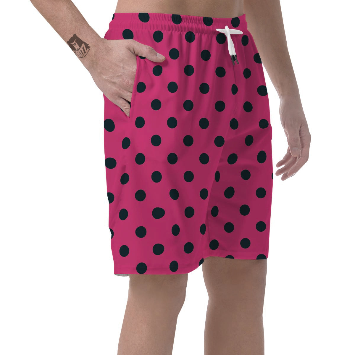 Pink And Black Polka Dot Men's Shorts-grizzshop