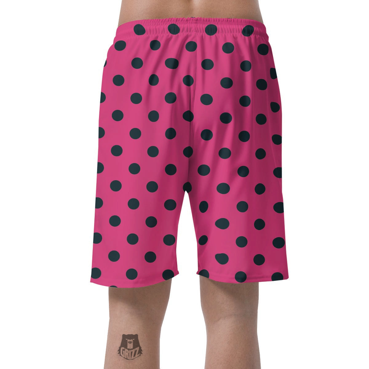 Pink And Black Polka Dot Men's Shorts-grizzshop