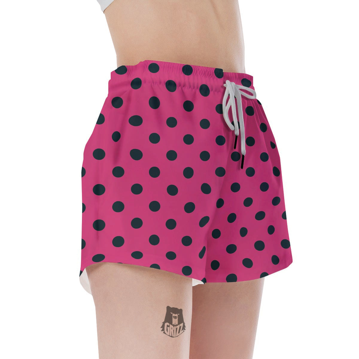 Pink And Black Polka Dot Women's Shorts-grizzshop