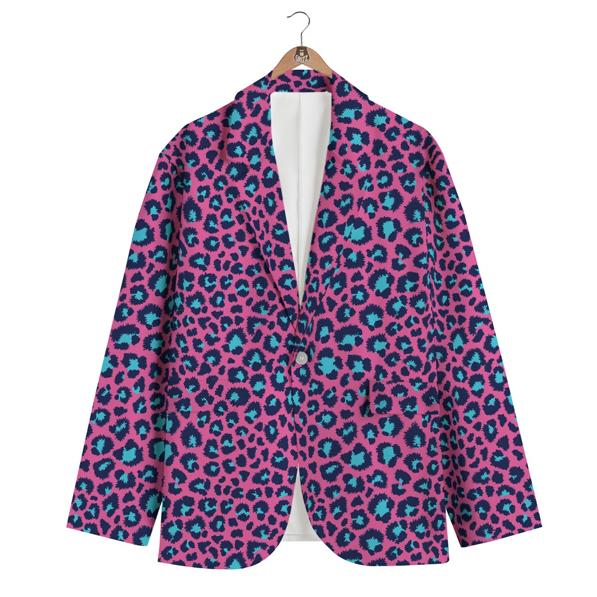 Pink And Blue Dot Leopard Men's Blazer-grizzshop