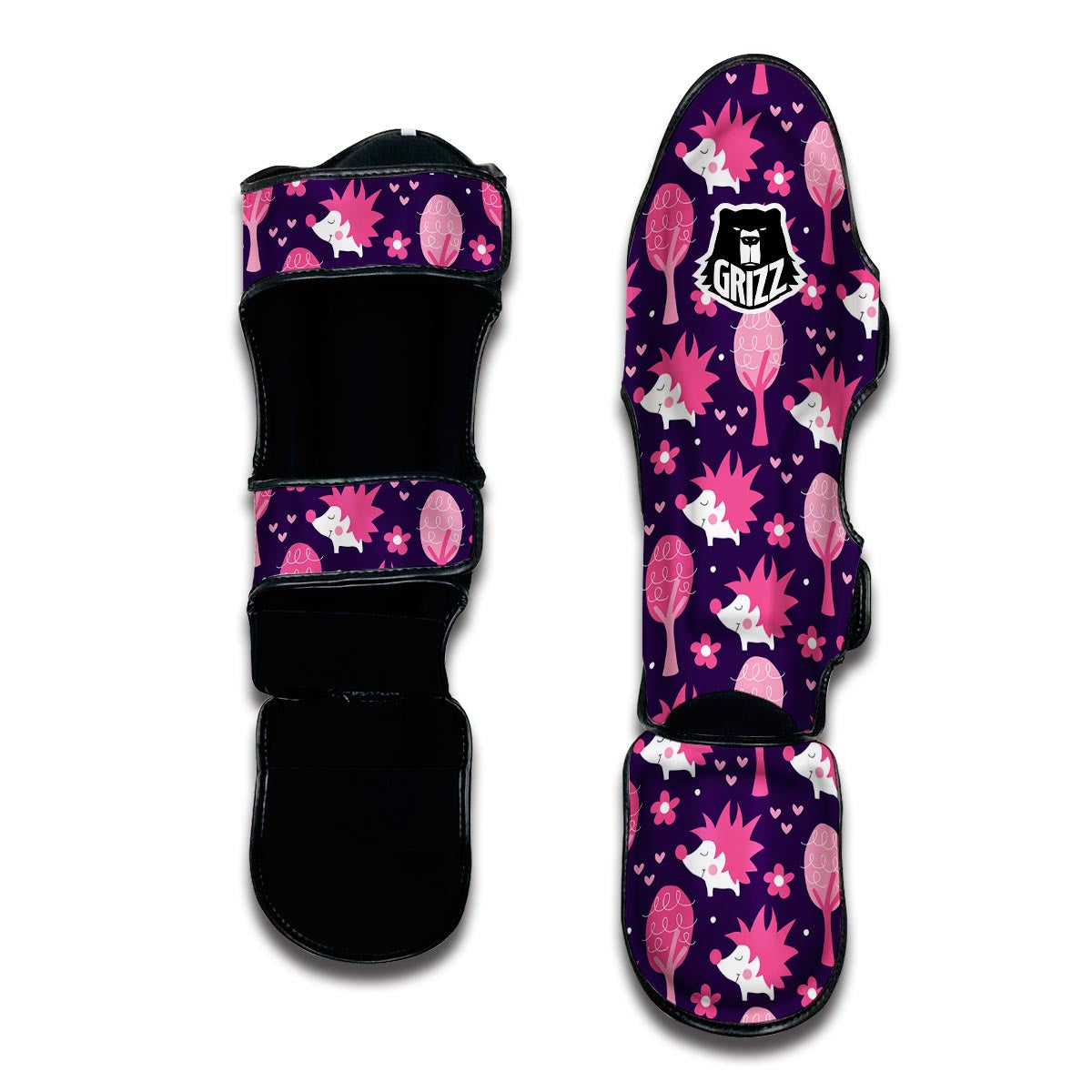 Pink And Blue Hedgehog Muay Thai Shin Guards-grizzshop