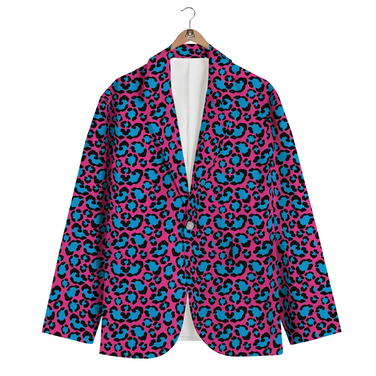 Pink And Blue Leopard Men's Blazer-grizzshop