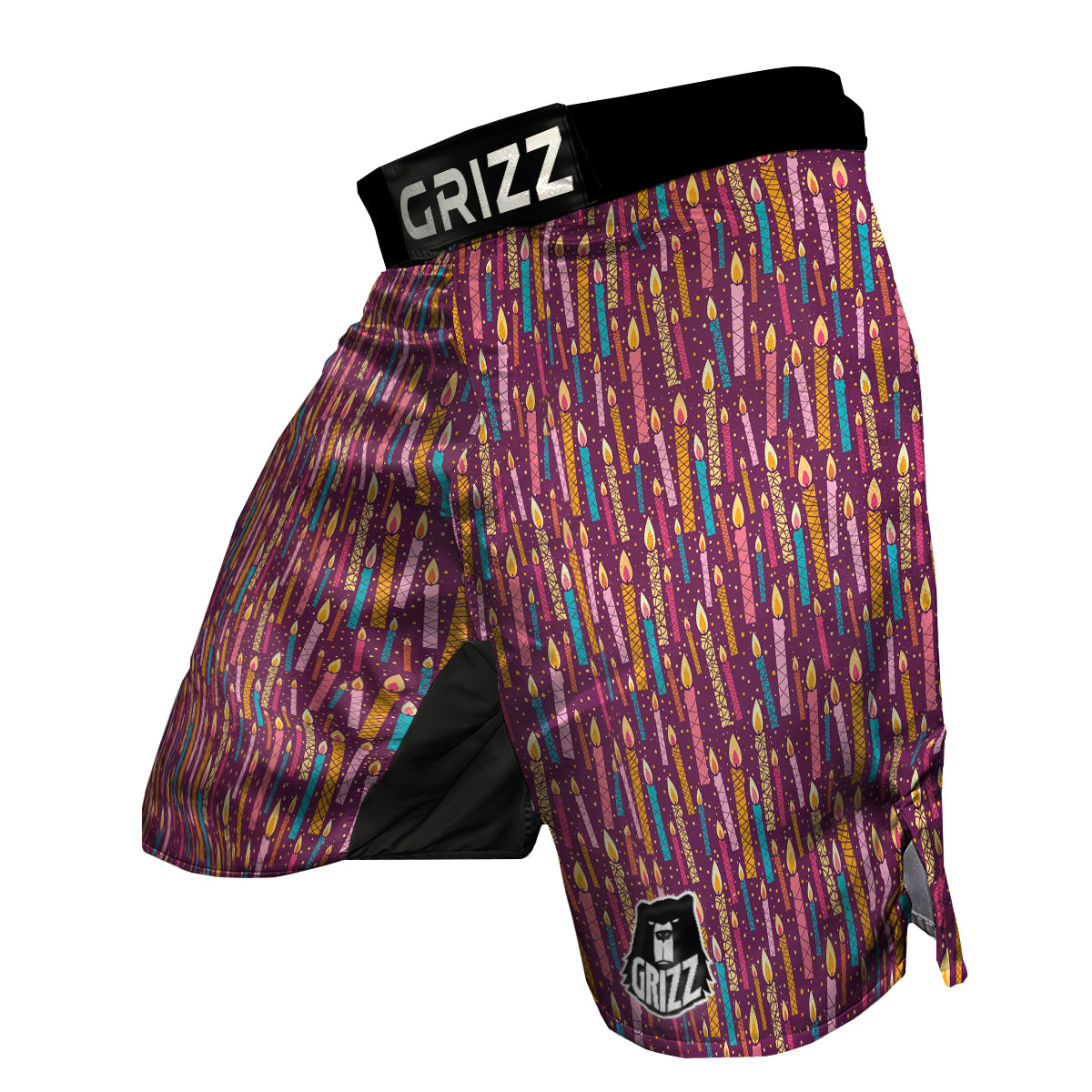 Pink And Colorful Candle Print Pattern MMA Shorts-grizzshop