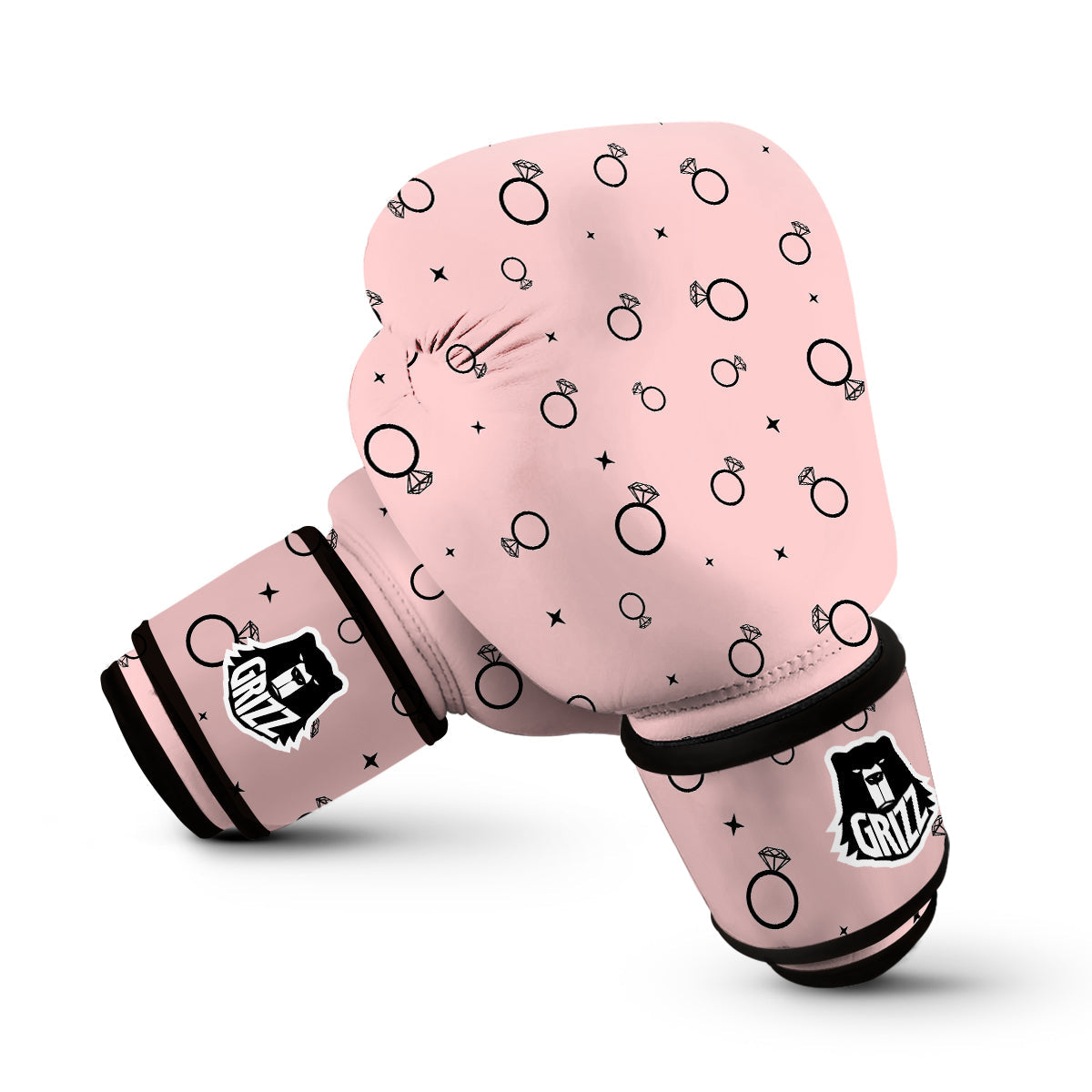 Pink And Diamond Ring Print Pattern Boxing Gloves-grizzshop