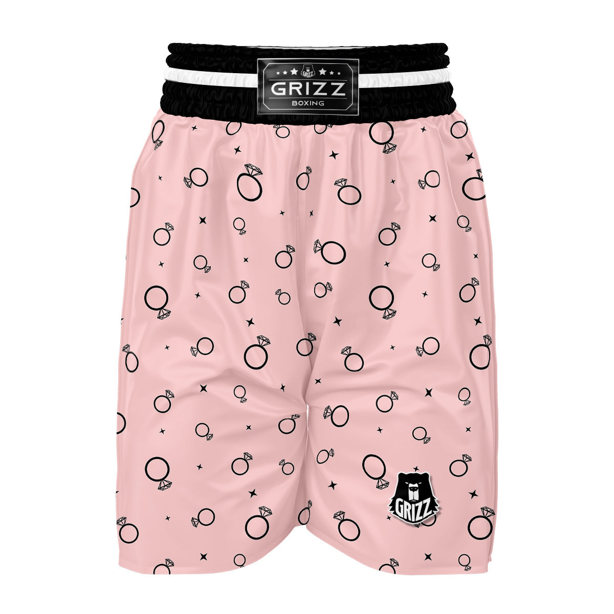 Pink And Diamond Ring Print Pattern Boxing Shorts-grizzshop