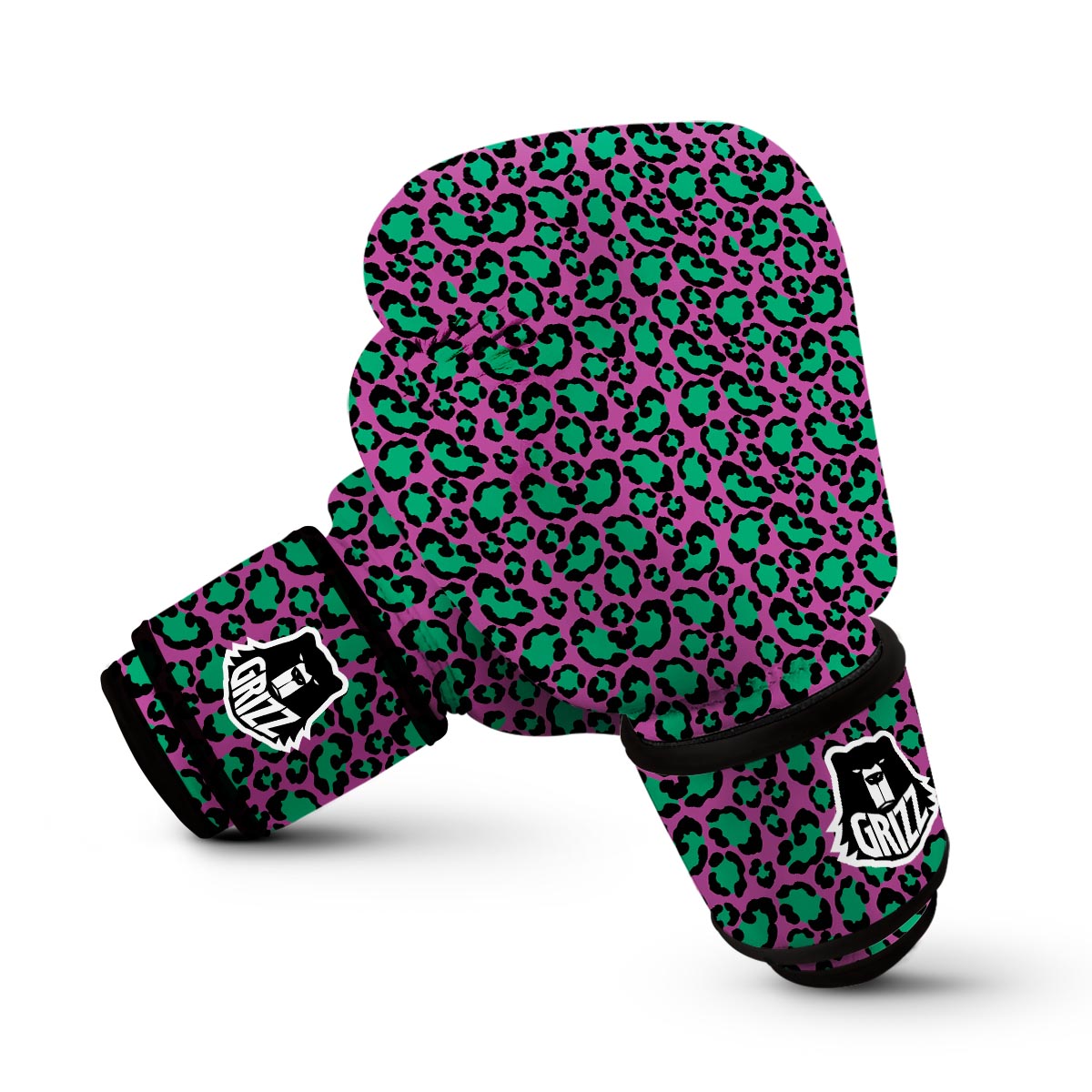 Pink And Green Dot Leopard Boxing Gloves-grizzshop