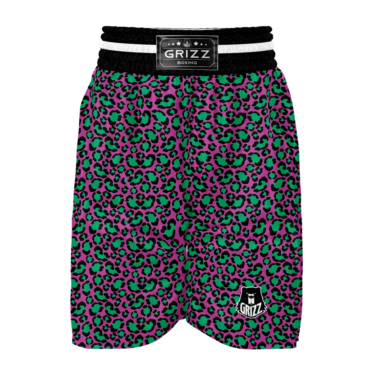 Pink And Green Dot Leopard Boxing Shorts-grizzshop