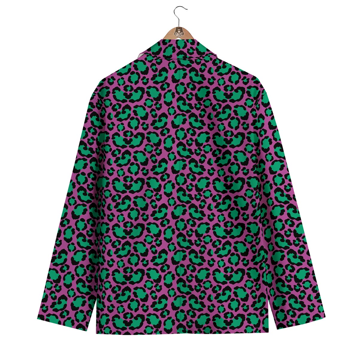 Pink And Green Dot Leopard Men's Blazer-grizzshop