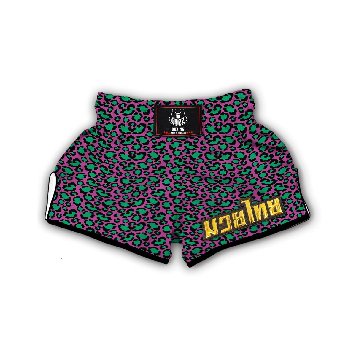 Pink And Green Dot Leopard Muay Thai Boxing Shorts-grizzshop