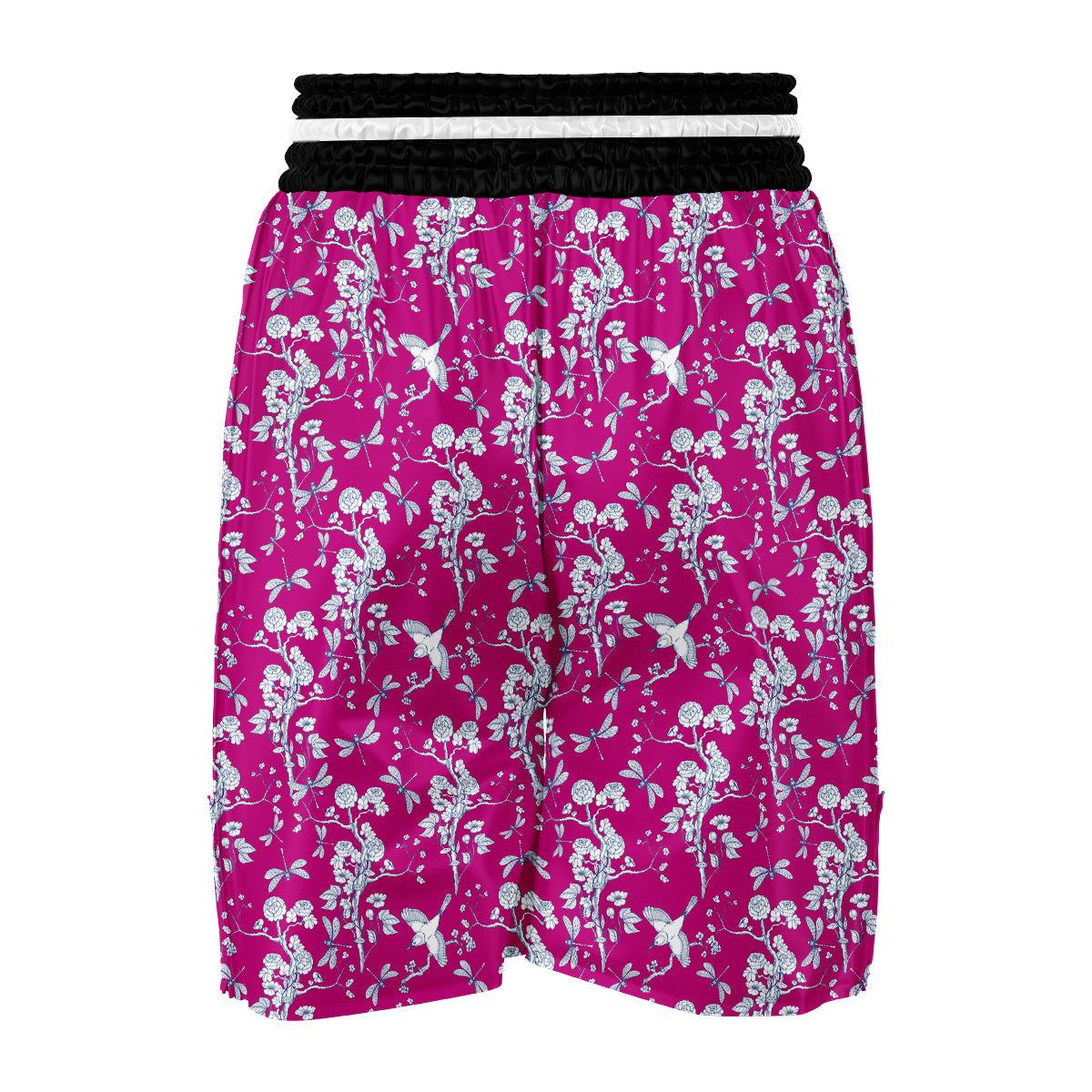 Pink And White Chinoiserie Print Pattern Boxing Shorts-grizzshop