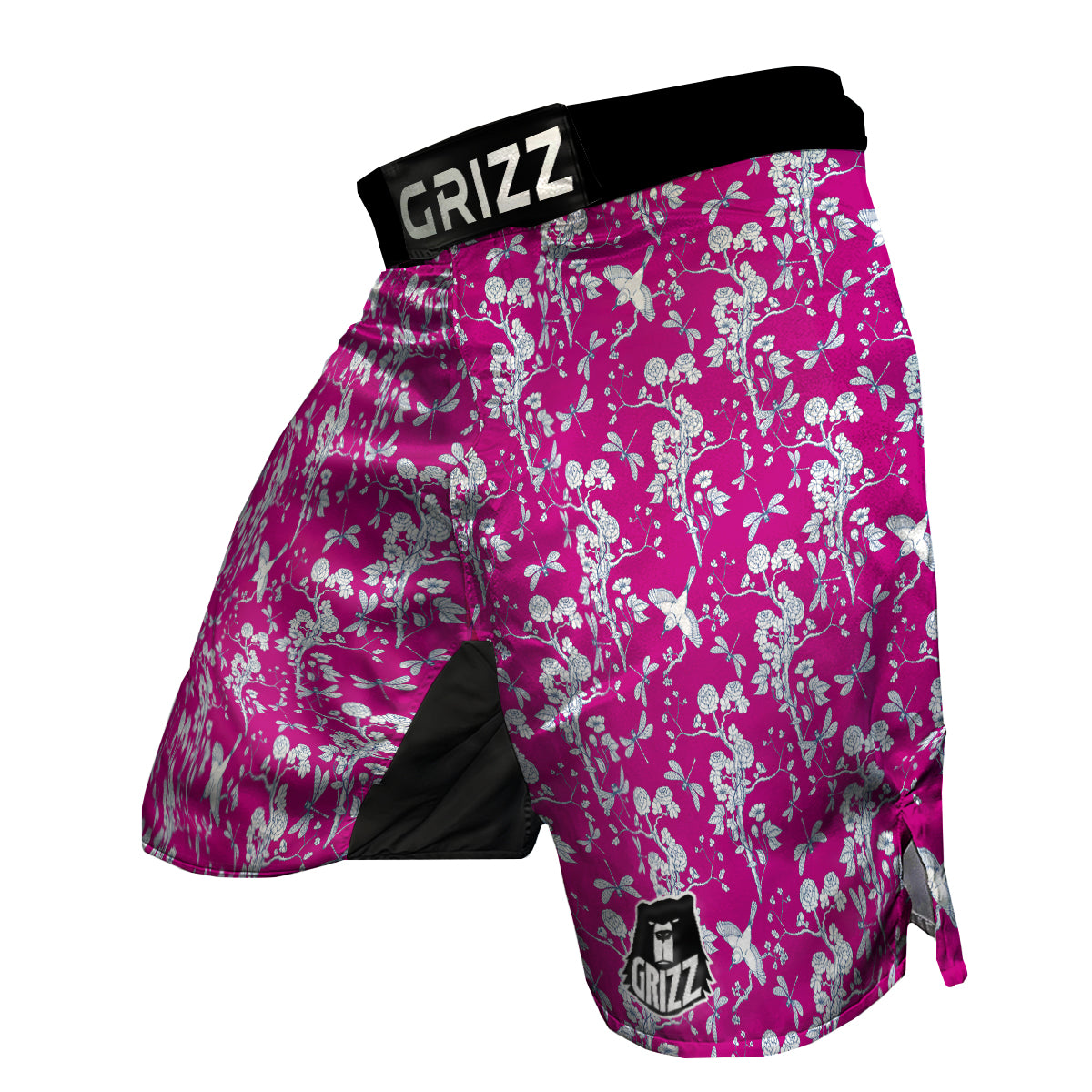Pink And White Chinoiserie Print Pattern MMA Shorts-grizzshop