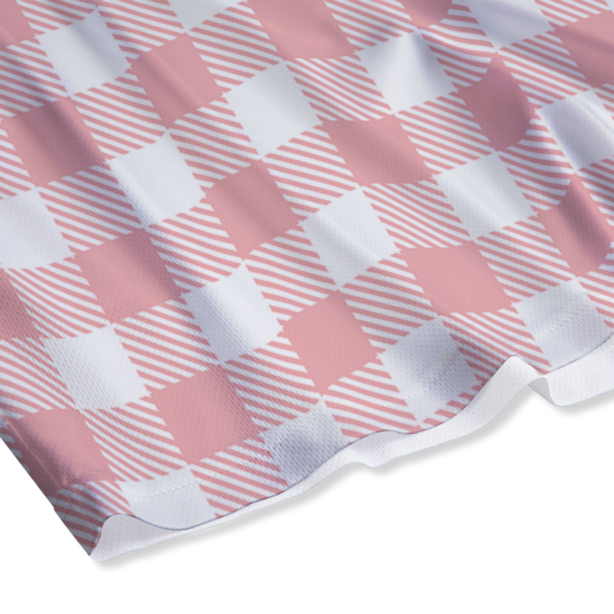 Pink And White Gingham Print Pattern Mesh Shorts