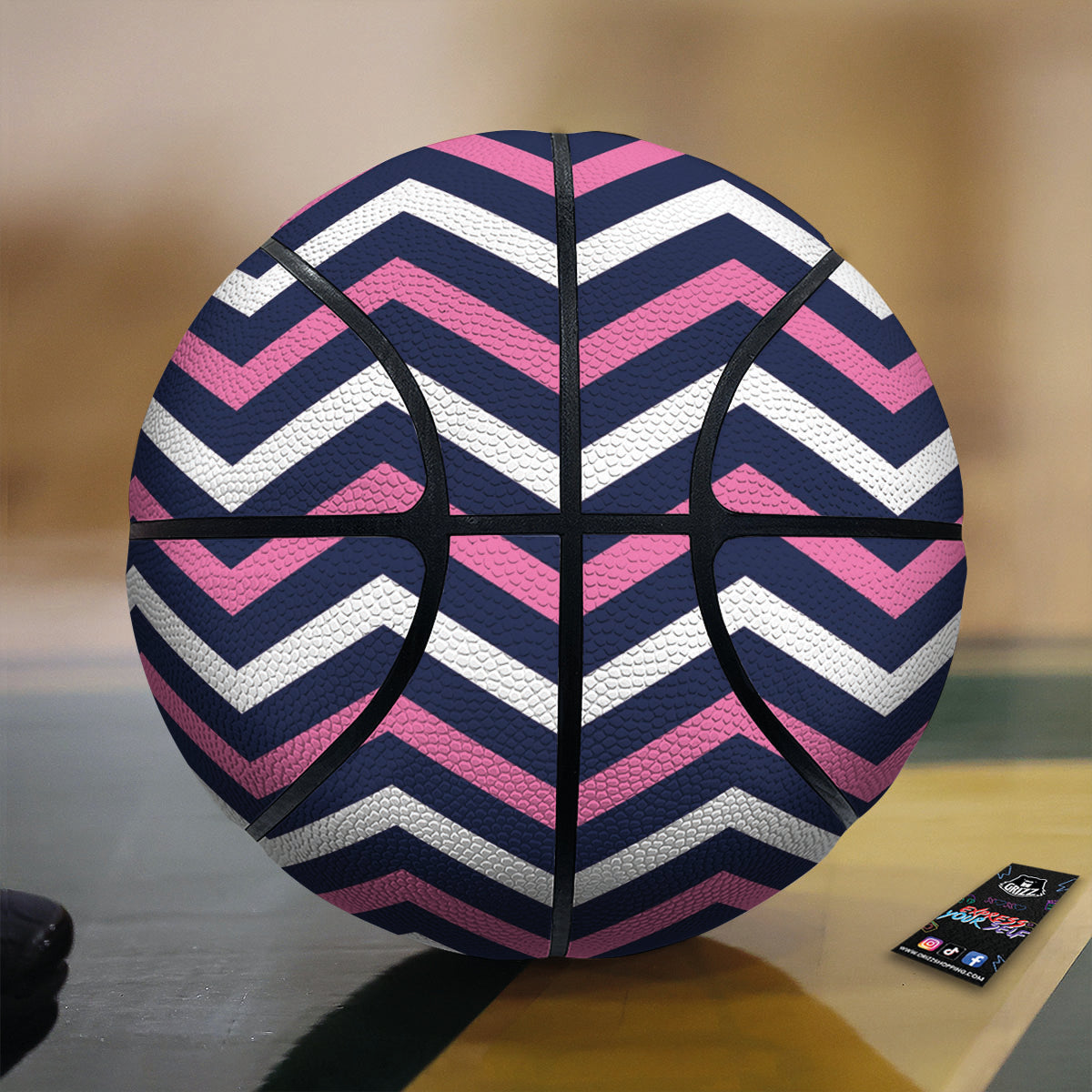 Pink And White Navy Chevron Print Basketball-grizzshop