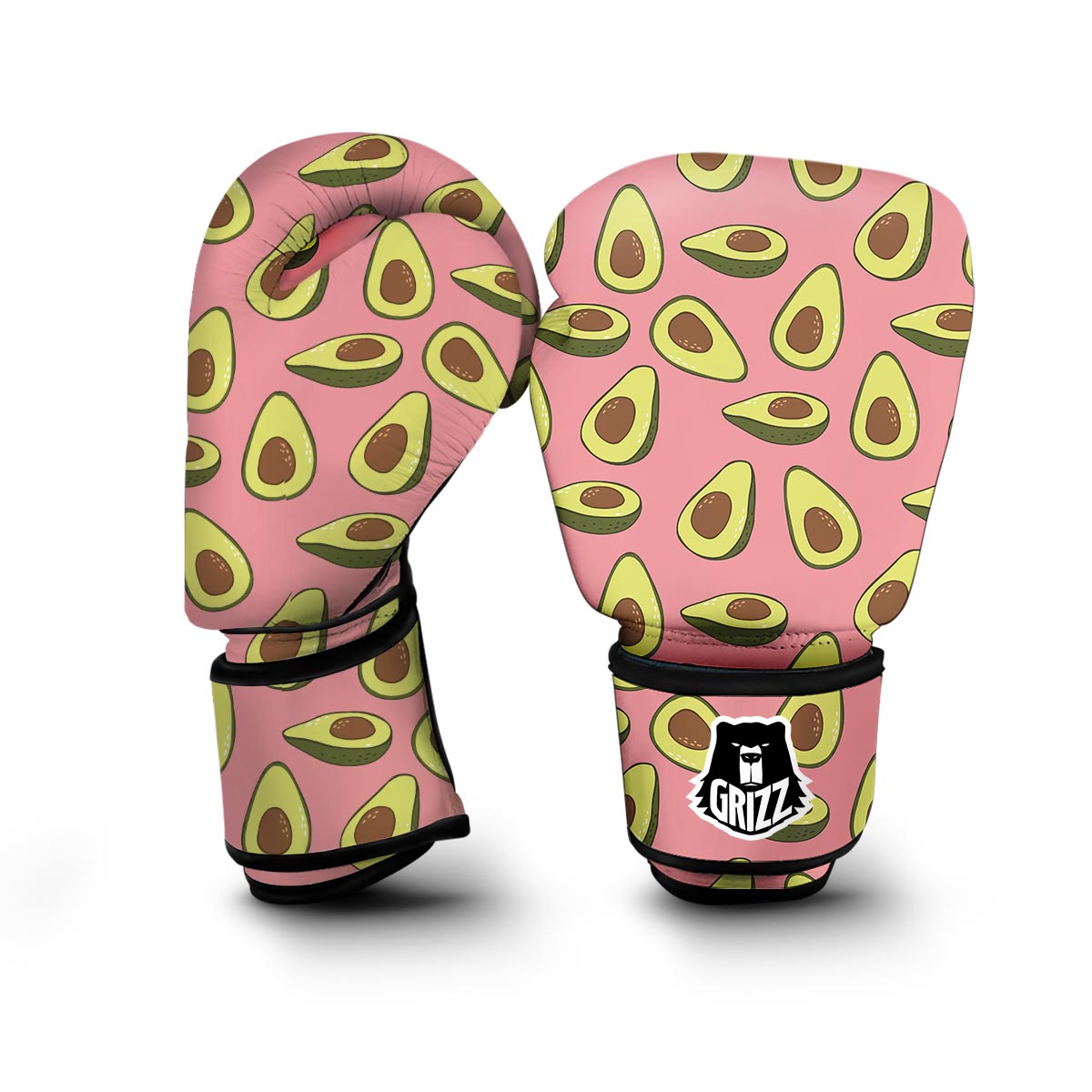 Pink Avocado Patttern Print Boxing Gloves-grizzshop