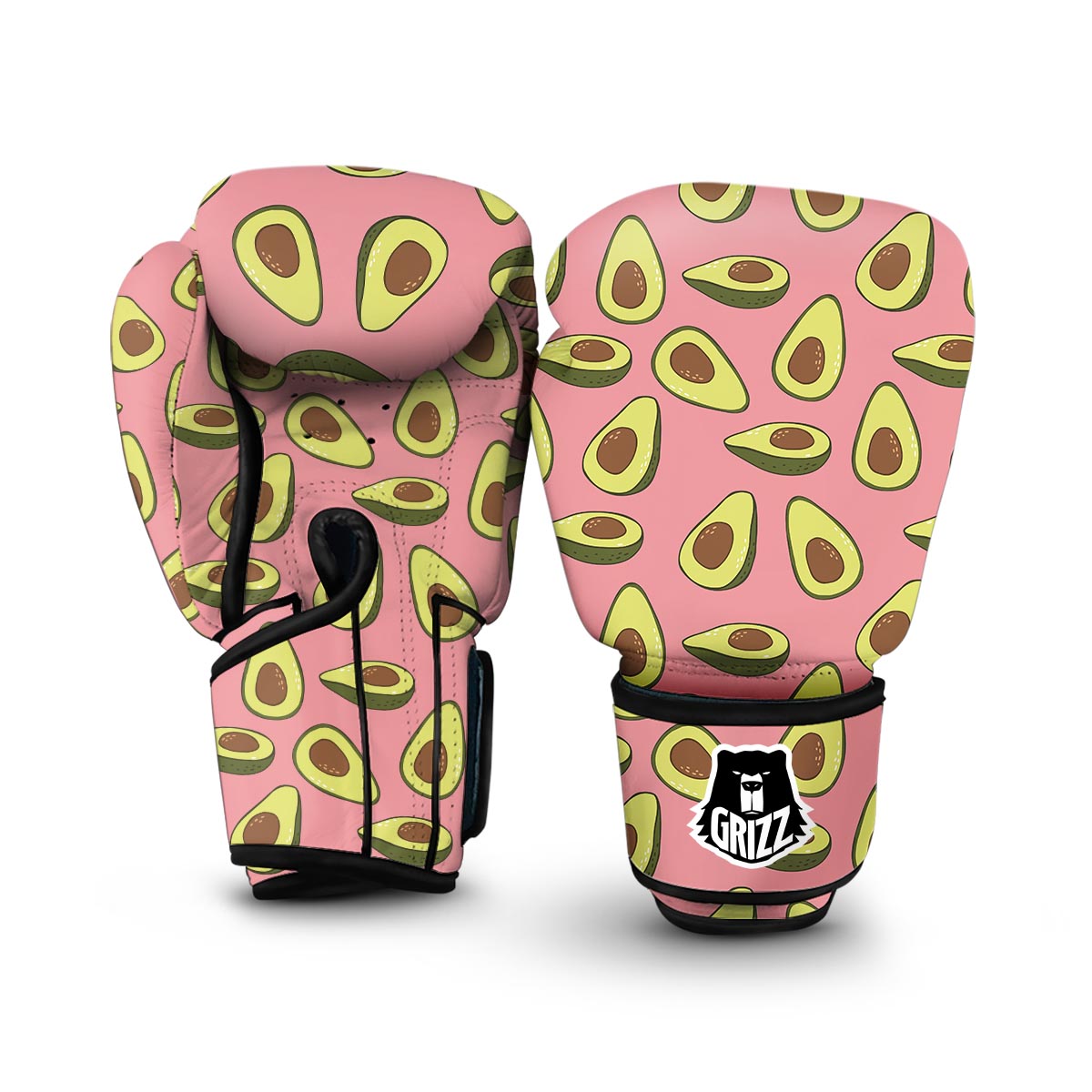 Pink Avocado Patttern Print Boxing Gloves-grizzshop