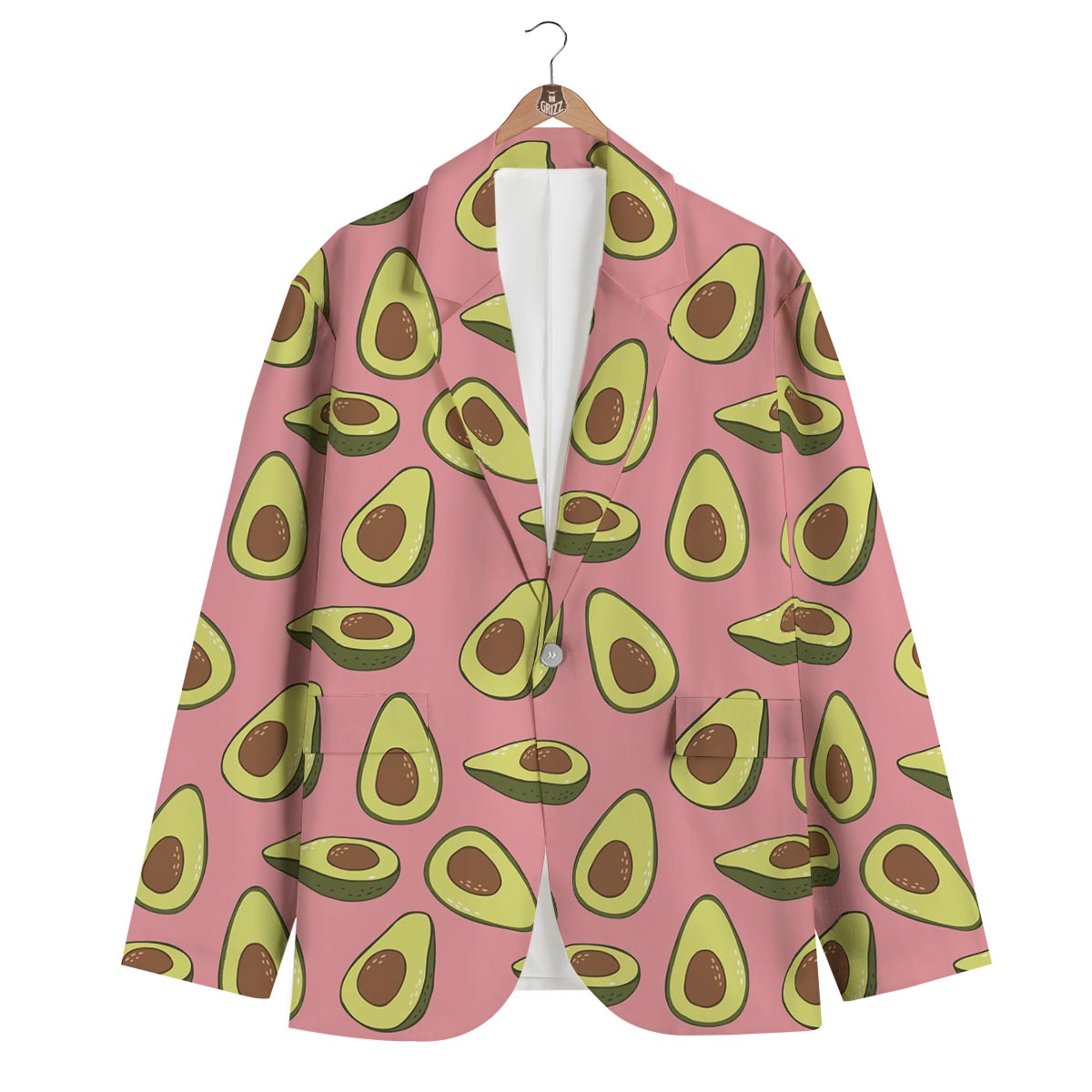 Pink Avocado Patttern Print Men's Blazer-grizzshop