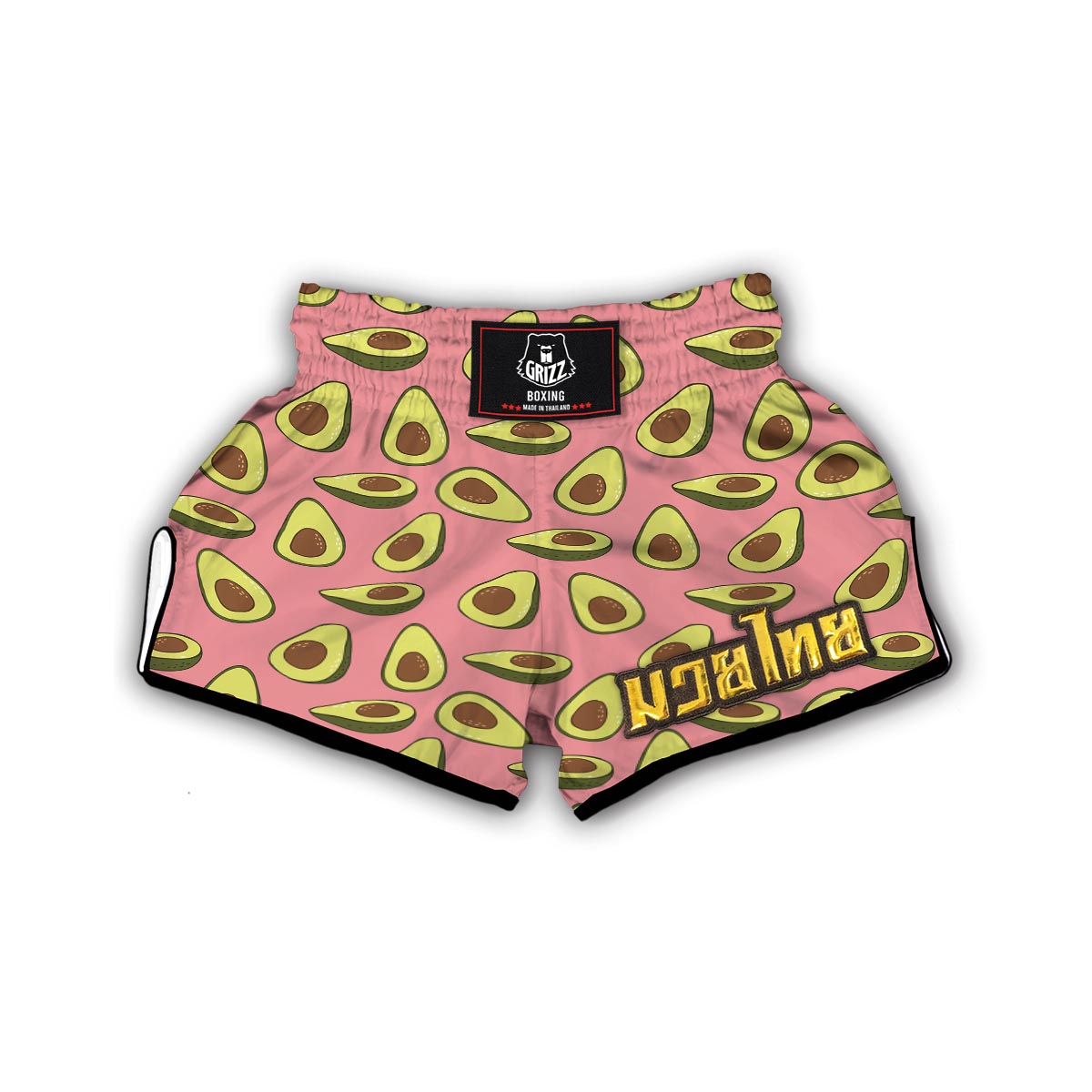 Pink Avocado Patttern Print Muay Thai Boxing Shorts-grizzshop