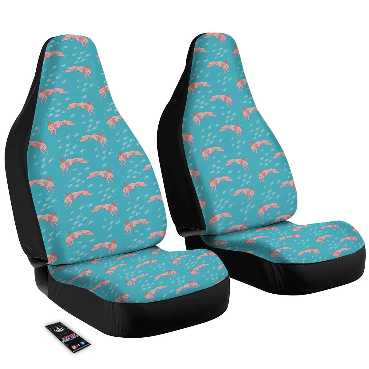 Pink Axolotl Teal Print Pattern Car Seat Covers-grizzshop