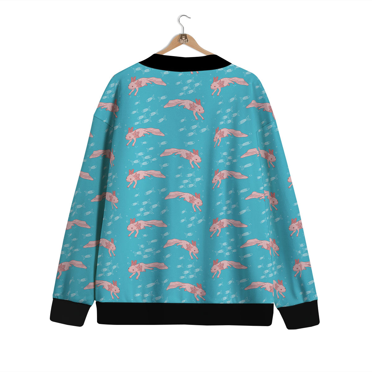 Pink Axolotl Teal Print Pattern Cardigan-grizzshop