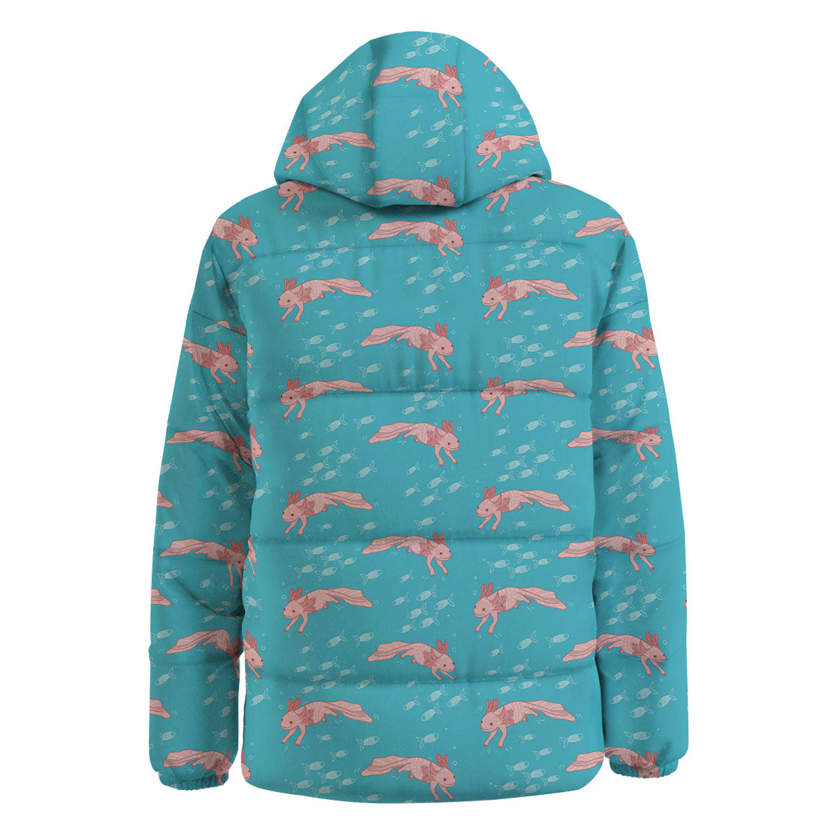 Pink Axolotl Teal Print Pattern Down Jacket-grizzshop