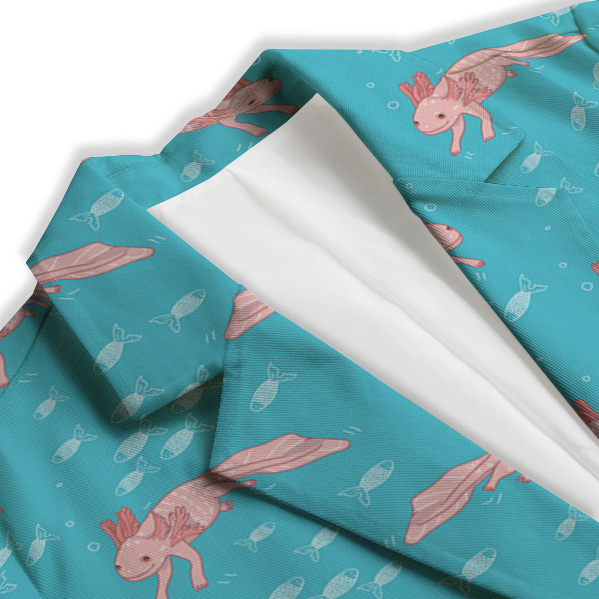 Pink Axolotl Teal Print Pattern Women's Blazer-grizzshop