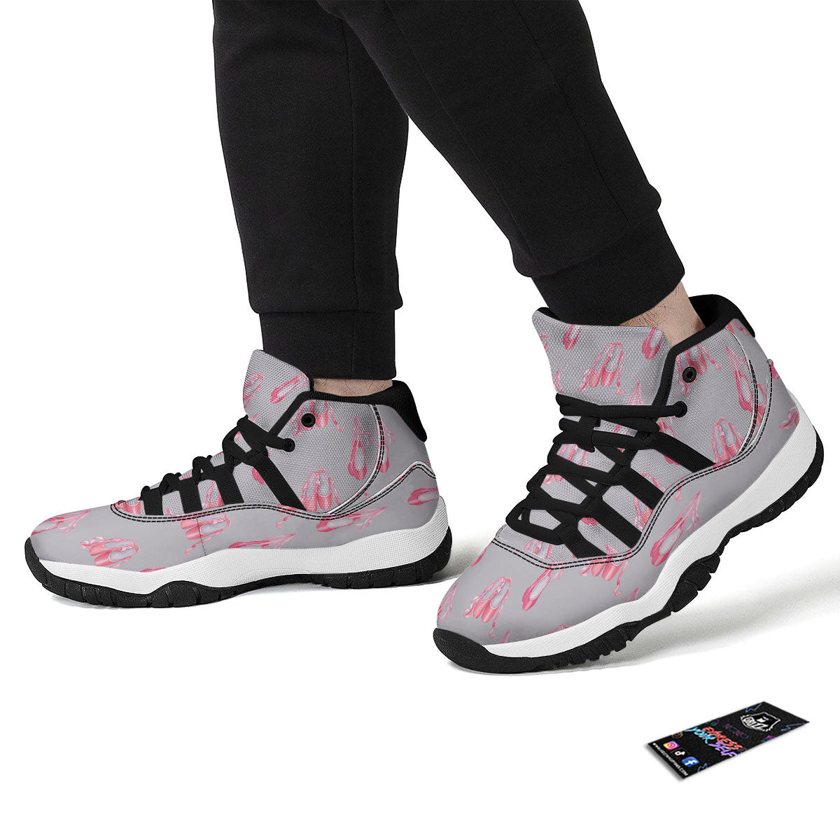 Pink Ballet Shoes Print Pattern Black Bball Shoes-grizzshop