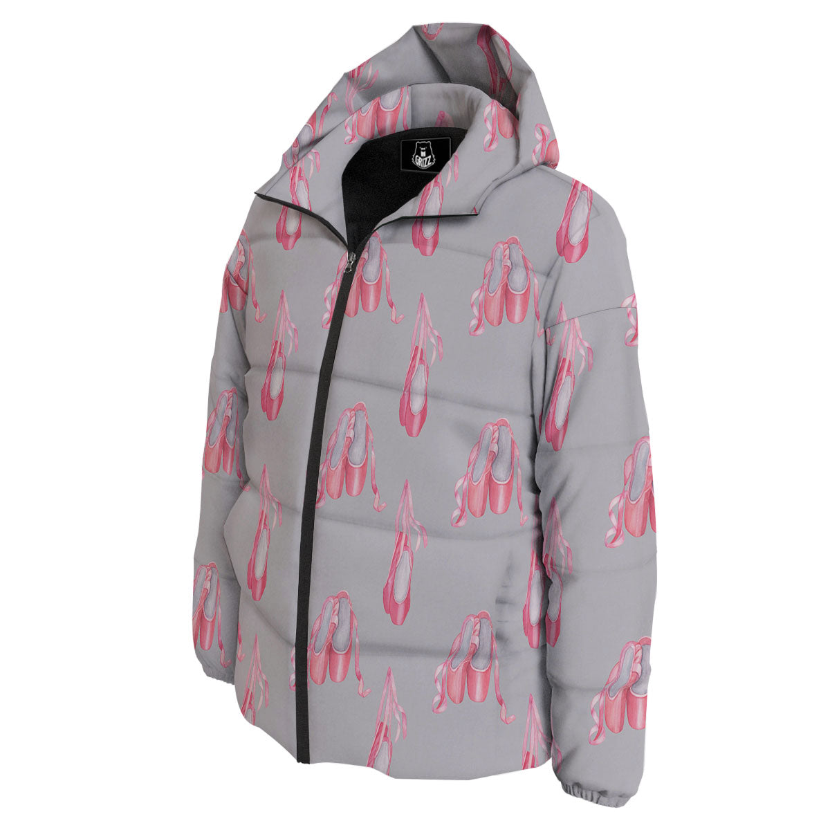 Pink Ballet Shoes Print Pattern Down Jacket-grizzshop