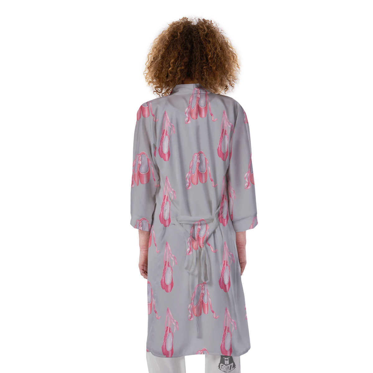 Pink Ballet Shoes Print Pattern Kimono-grizzshop