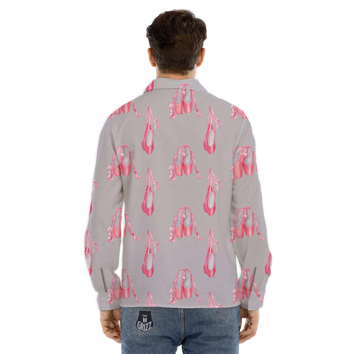 Pink Ballet Shoes Print Pattern Men's Dress Shirts-grizzshop