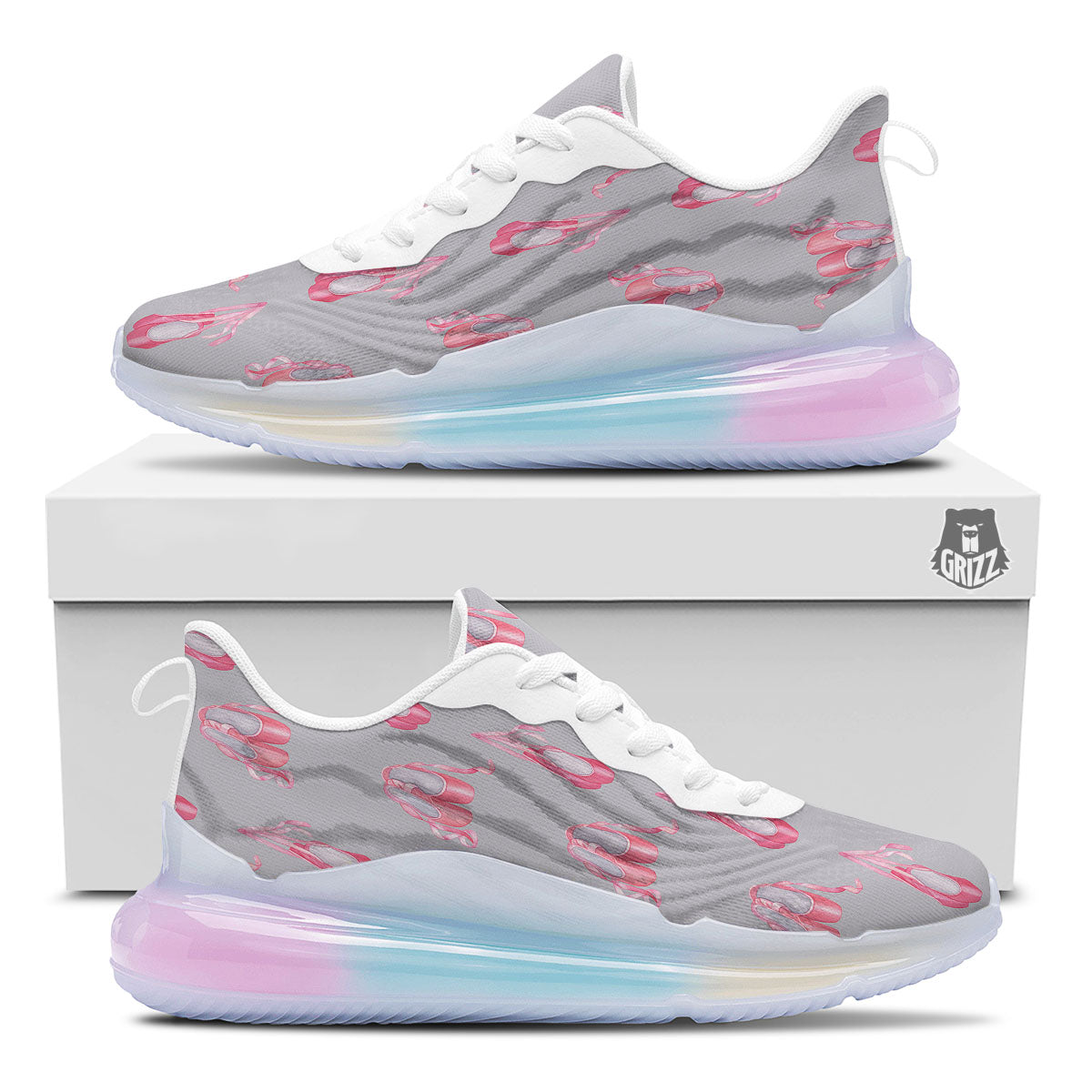 Pink Ballet Shoes Print Pattern Running Sneakers-grizzshop