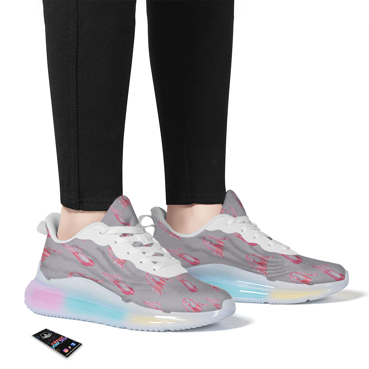 Pink Ballet Shoes Print Pattern Running Sneakers-grizzshop