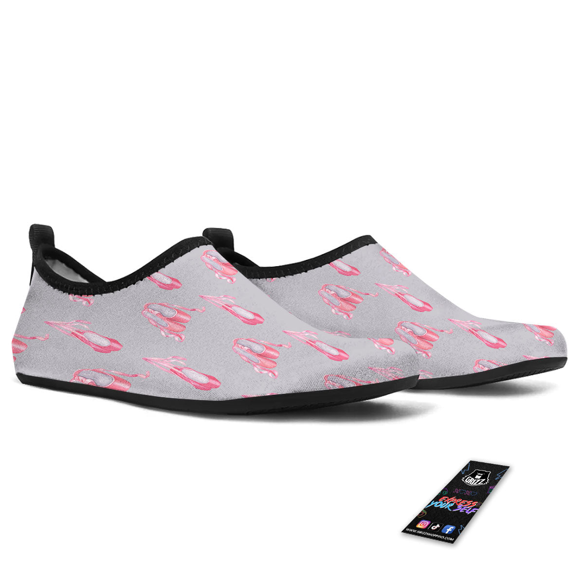 Pink Ballet Shoes Print Pattern Water Shoes-grizzshop