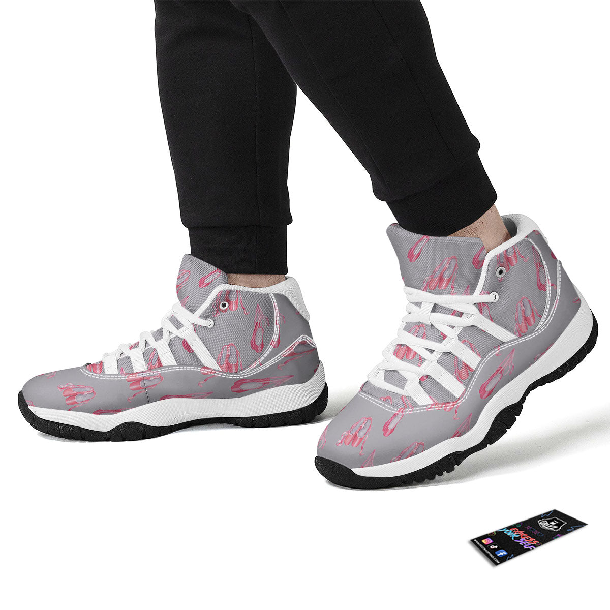 Pink Ballet Shoes Print Pattern White Bball Shoes-grizzshop