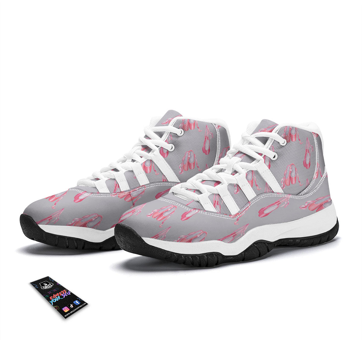 Pink Ballet Shoes Print Pattern White Bball Shoes-grizzshop