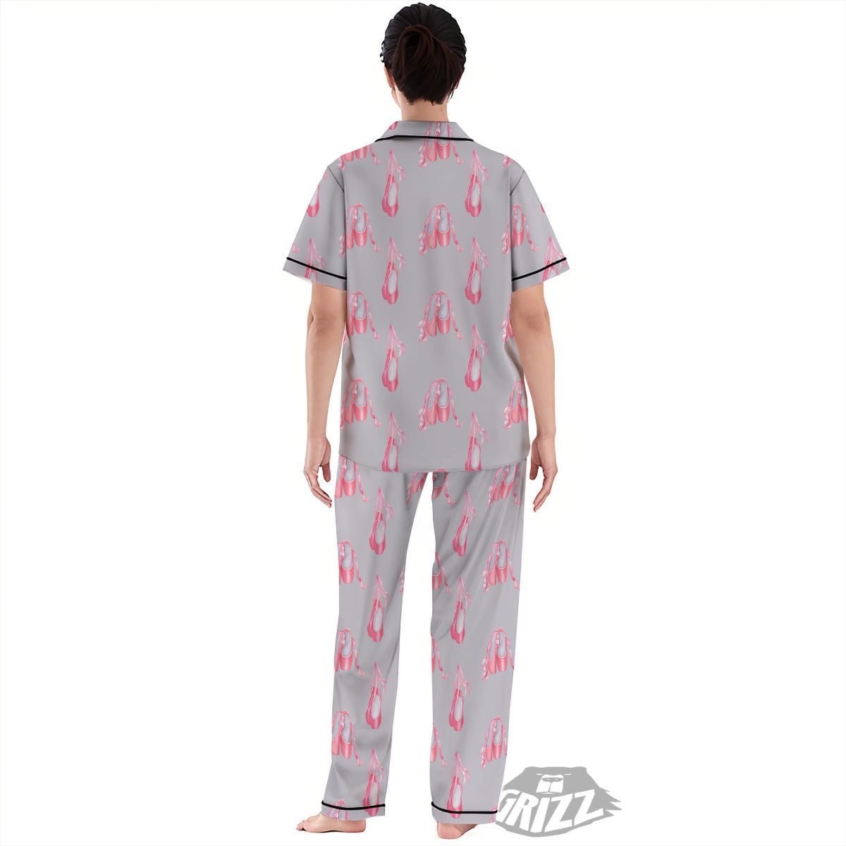 Pink Ballet Shoes Print Pattern Women's Pajamas Set-grizzshop