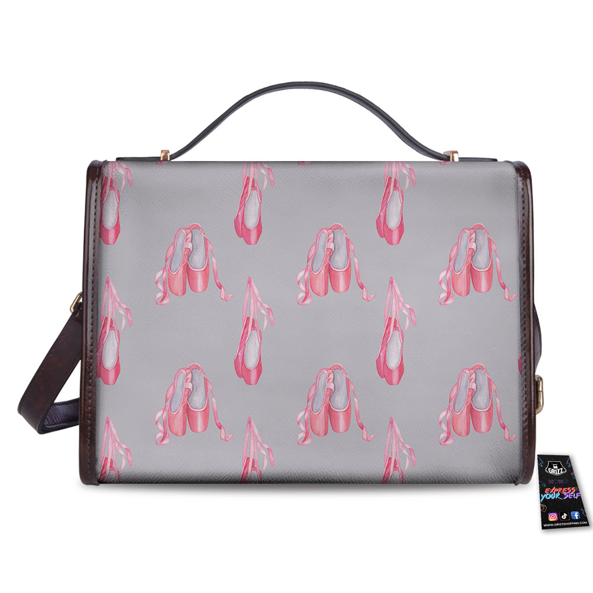 Pink Ballet Shoes Print Pattern Women's Satchel Bag-grizzshop
