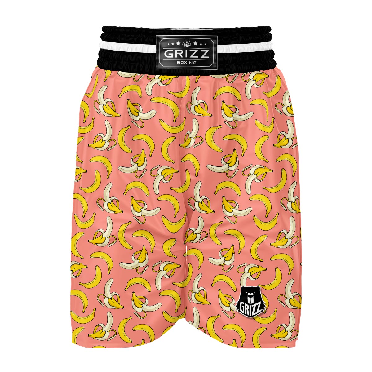 Pink Banana Pattern Print Boxing Shorts-grizzshop