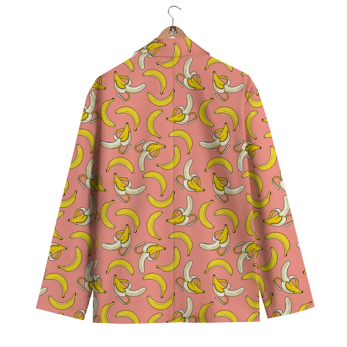 Pink Banana Pattern Print Men's Blazer-grizzshop