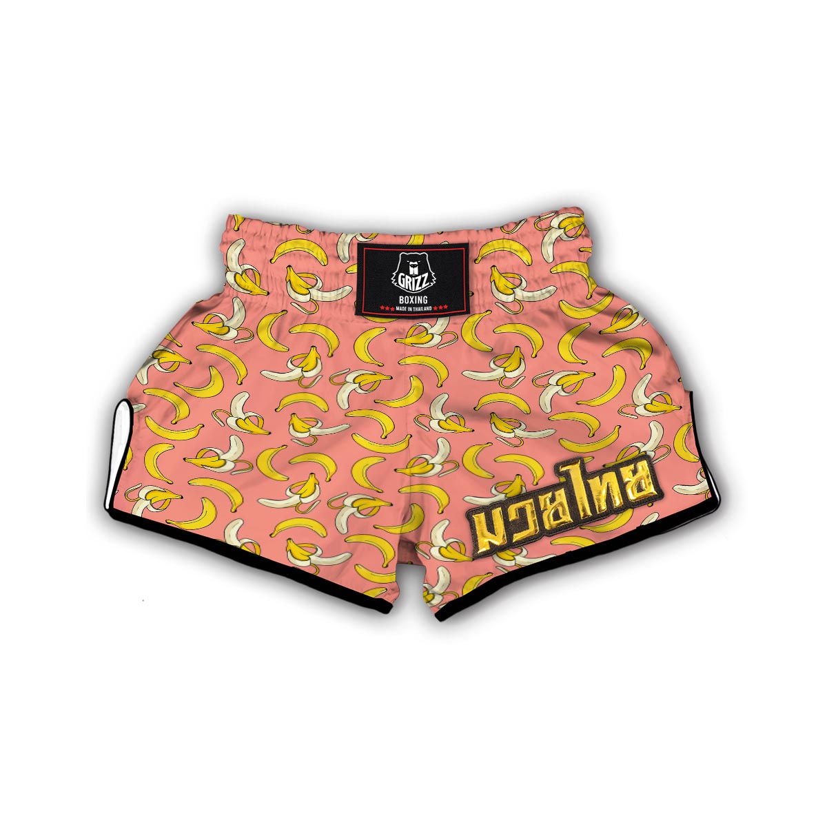 Pink Banana Pattern Print Muay Thai Boxing Shorts-grizzshop