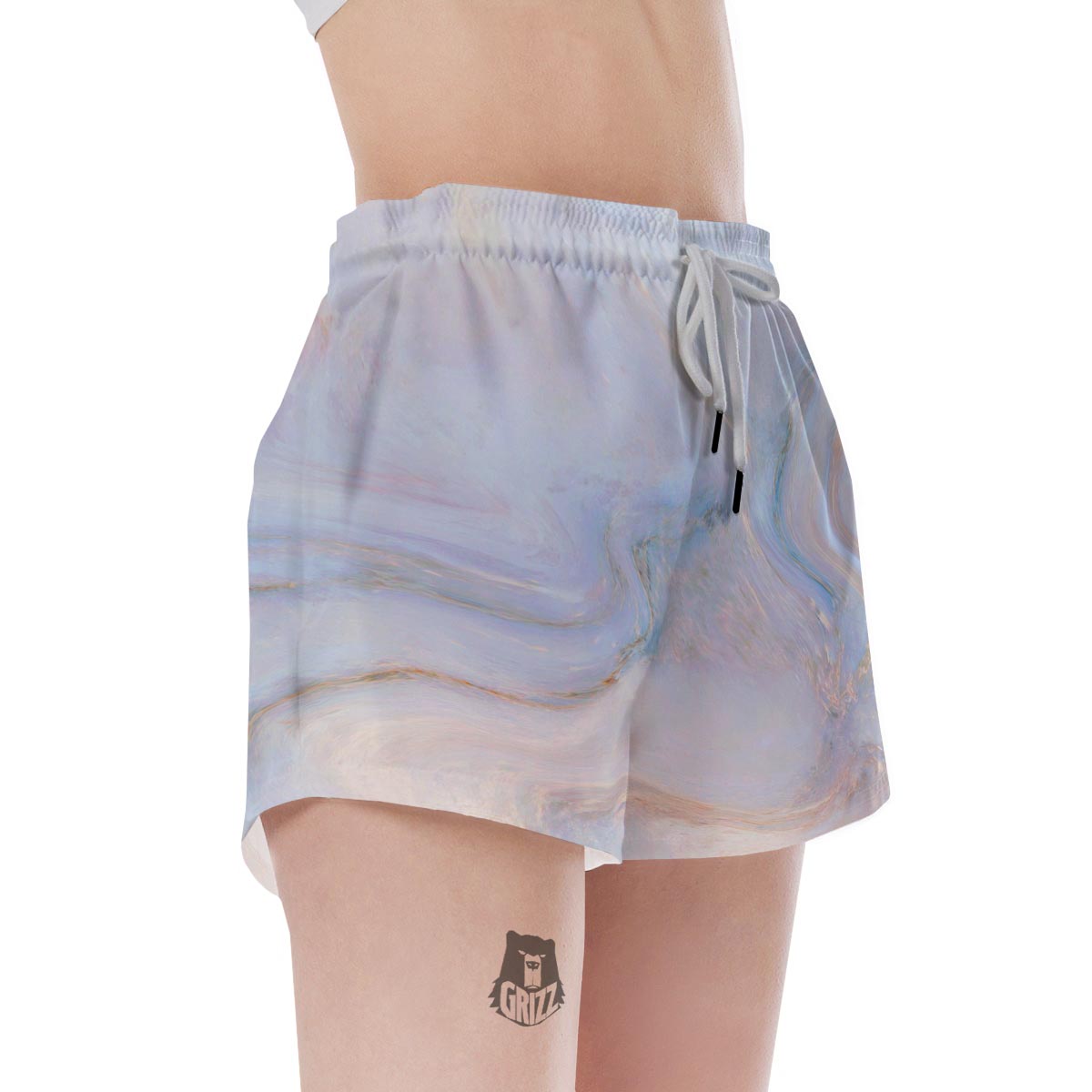 Pink Beige Marble Women's Shorts-grizzshop