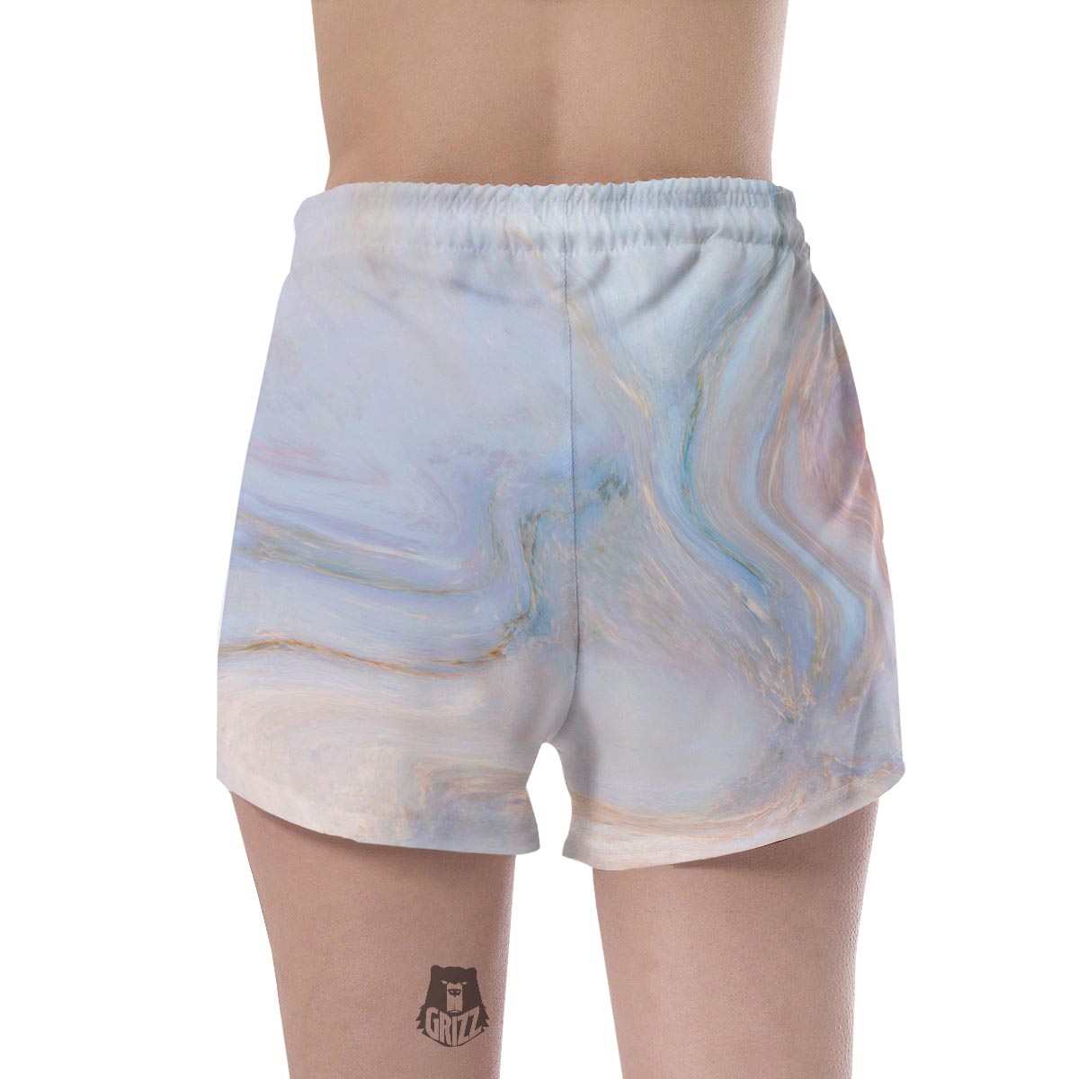 Pink Beige Marble Women's Shorts-grizzshop