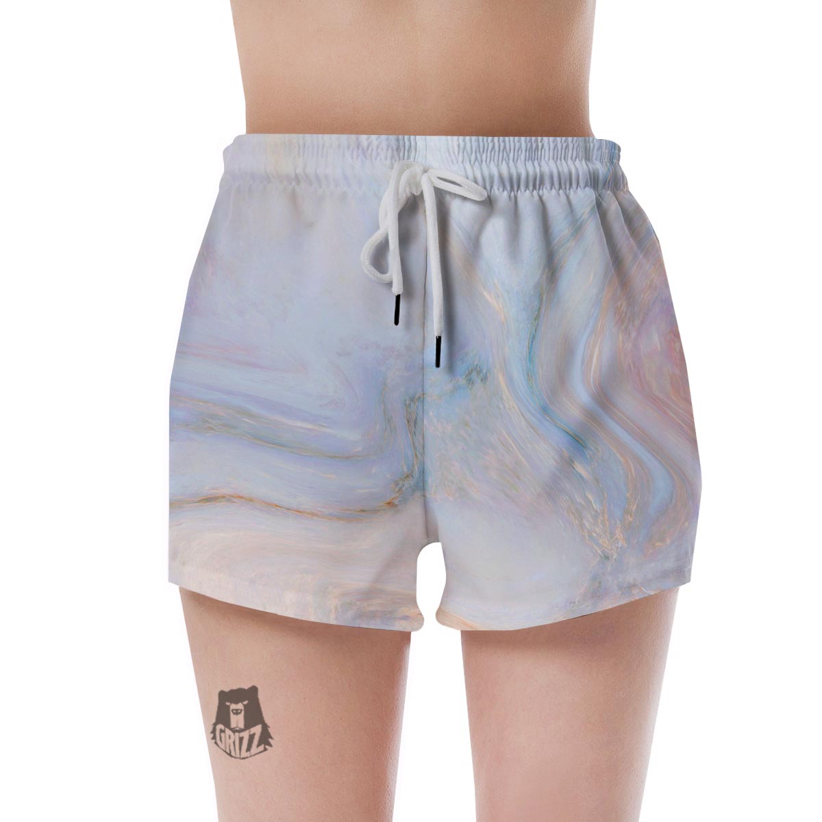 Pink Beige Marble Women's Shorts-grizzshop