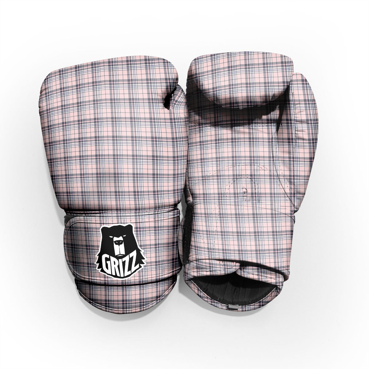 Pink Black And Blue Tartan Print Pattern Pro Boxing Glove