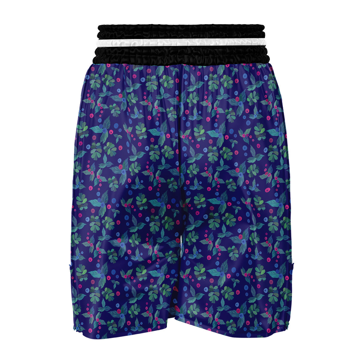 Pink Blueberry And Leaf Print Pattern Boxing Shorts-grizzshop