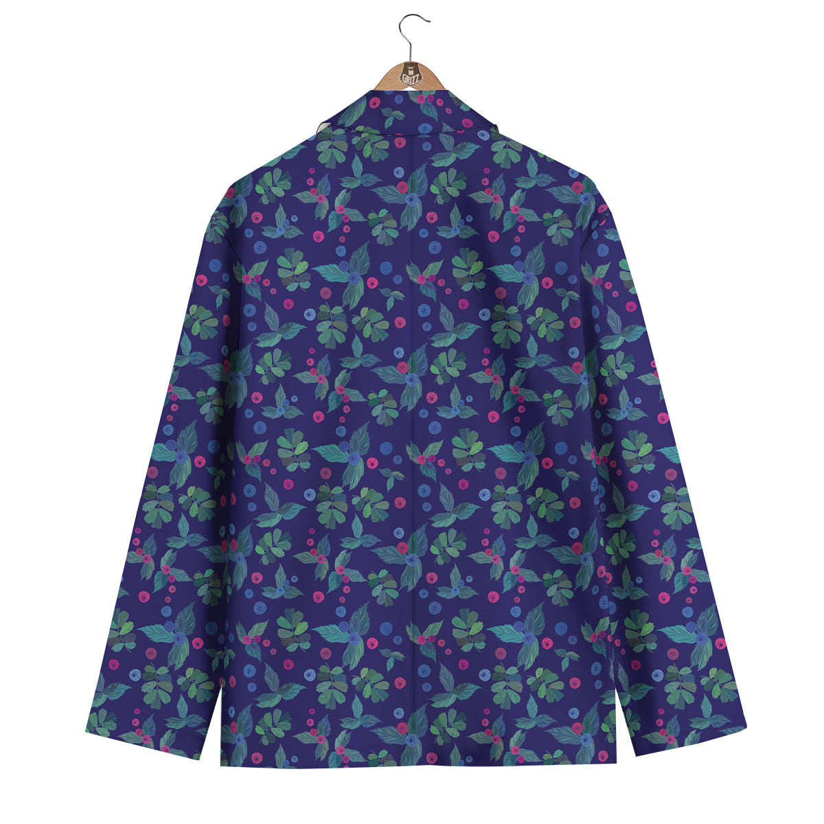 Pink Blueberry And Leaf Print Pattern Men's Blazer-grizzshop